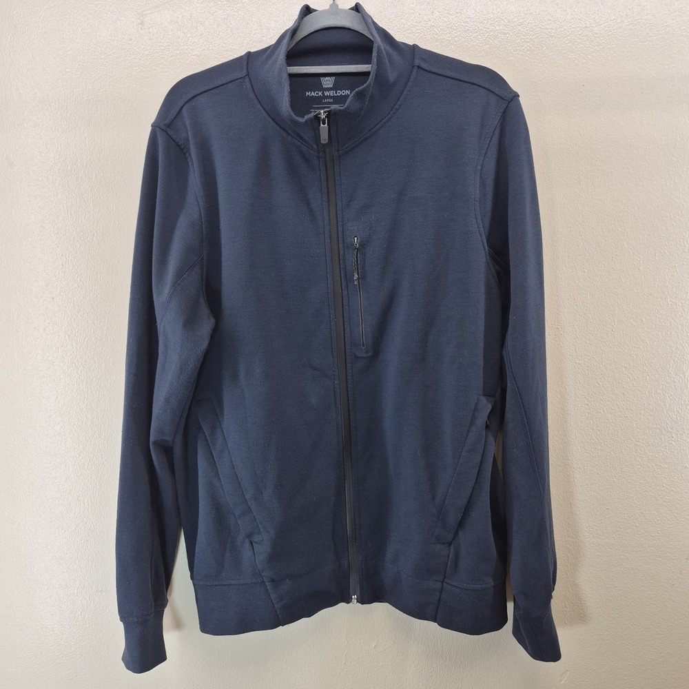 Mack Weldon Atlas Jacket Mens Large Navy Blue Full Zip Performance Activewear‎